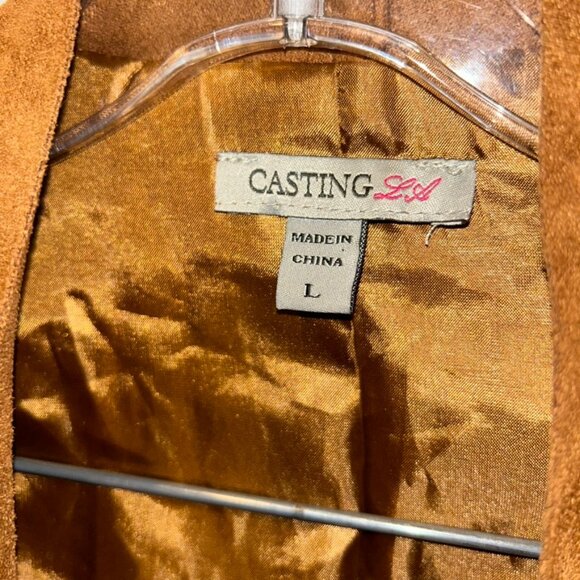 casting faux suede fringe cascading open front light Western Cowgirl jac… - Picture 2 of 3